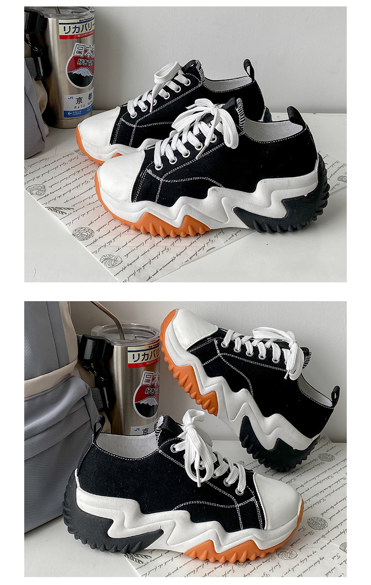 P Scarpe di tela dal taglio basso Donna Estate Nuova tavola Muffin con la suola spessa Papà a dente di sega Studentessa_voghion.com