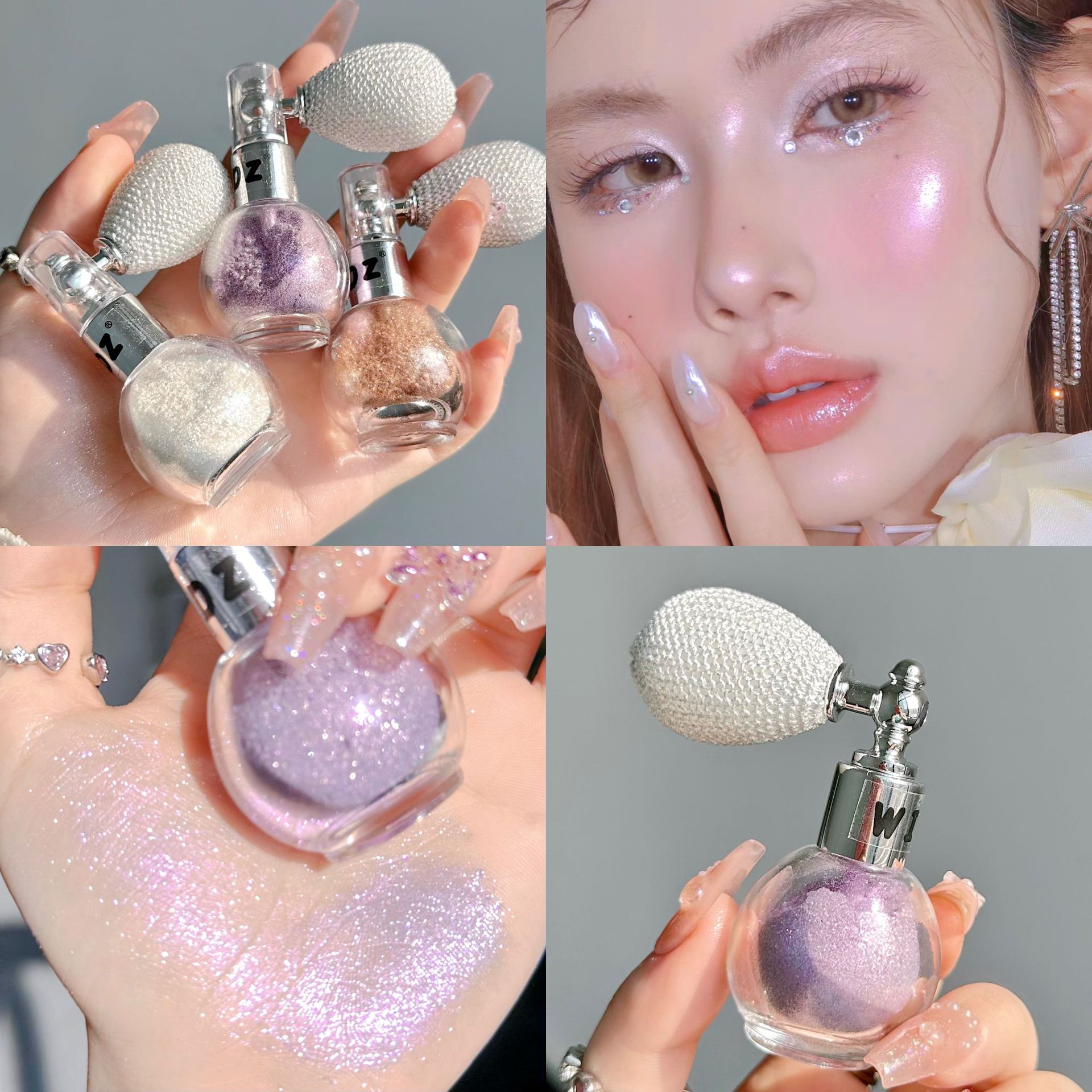 Internet celebrity airbag glitter powder highlight spray powder fine flash spray Pearl brightening fragrance loose powder shiny all-match loose powder wholesale