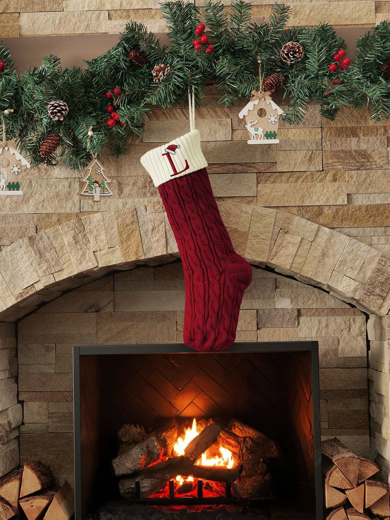Amazon Europa y los Estados Unidos medias de Navidad personalizadas bordadas calcetines de letras de punto medias de regalo de Navidad colgantes fabricantes image 152