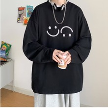 青少年学生长袖t恤男简约百搭宽松圆领打底衫春秋季大码胖子内搭