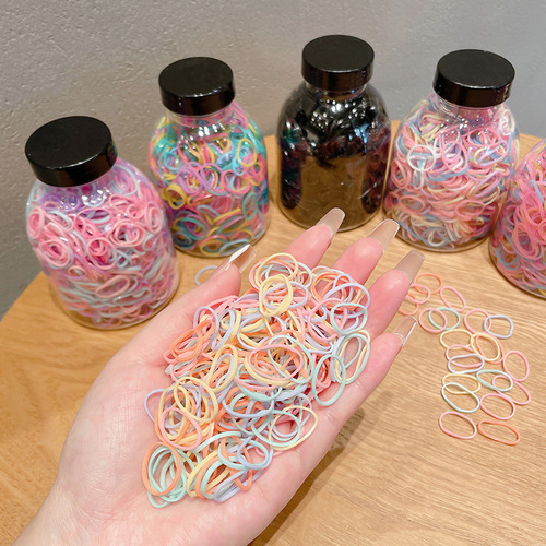 Canned colorful disposable rubber band thickened leather case women's simple headband high elastic rubber band children's hair band headwear