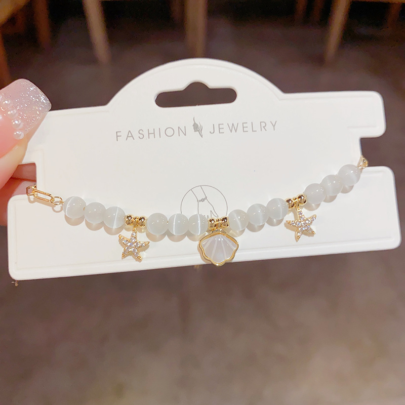 Summer New Fashion Small Fresh Shell Starfish Eye Bracelet Transparent Simple High-end Light Luxury Bracelet