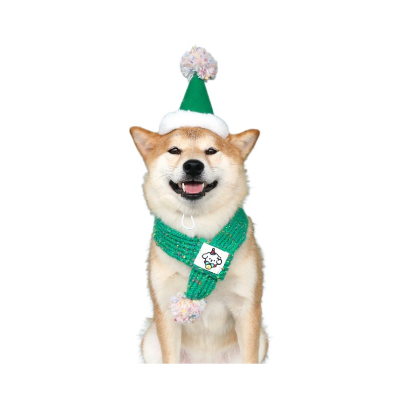 2024 mascotas Mahai frijoles bufandas de Navidad bola de nieve perros grandes y medianos perros gatos conejos sombrero conjunto de lana