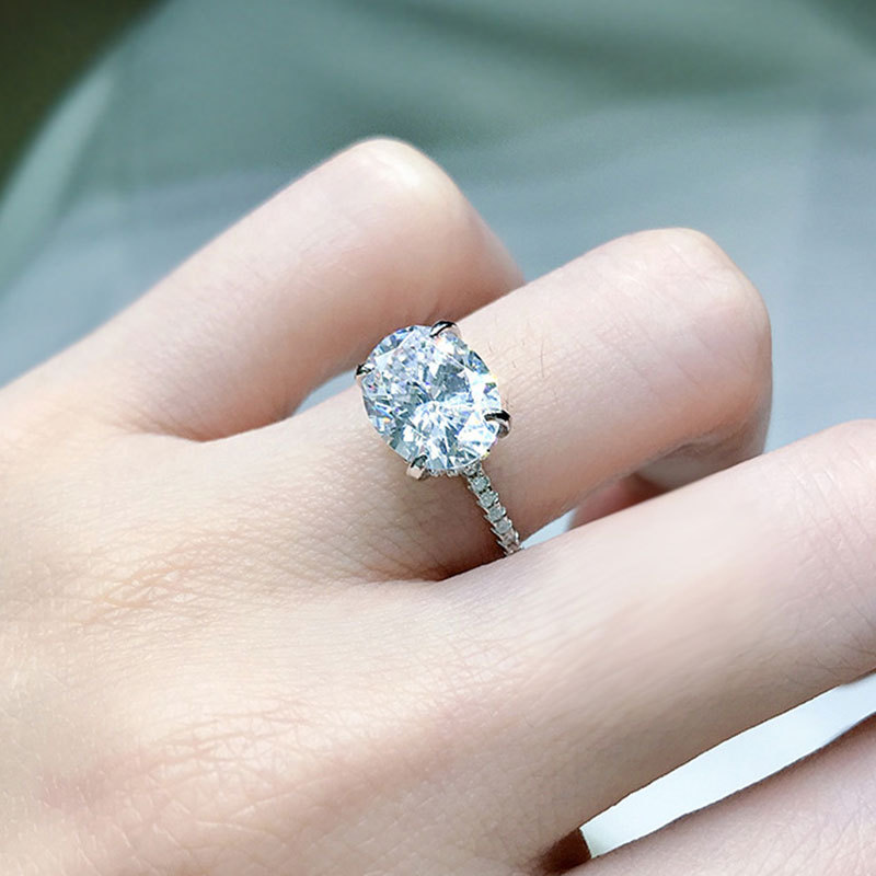 Bague de fiançailles femme avec zirconium ovale alliance argent_voghion.com