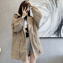 时尚中长款风衣外套女显瘦英伦风大码胖MM收腰夹克春秋天显高棉服