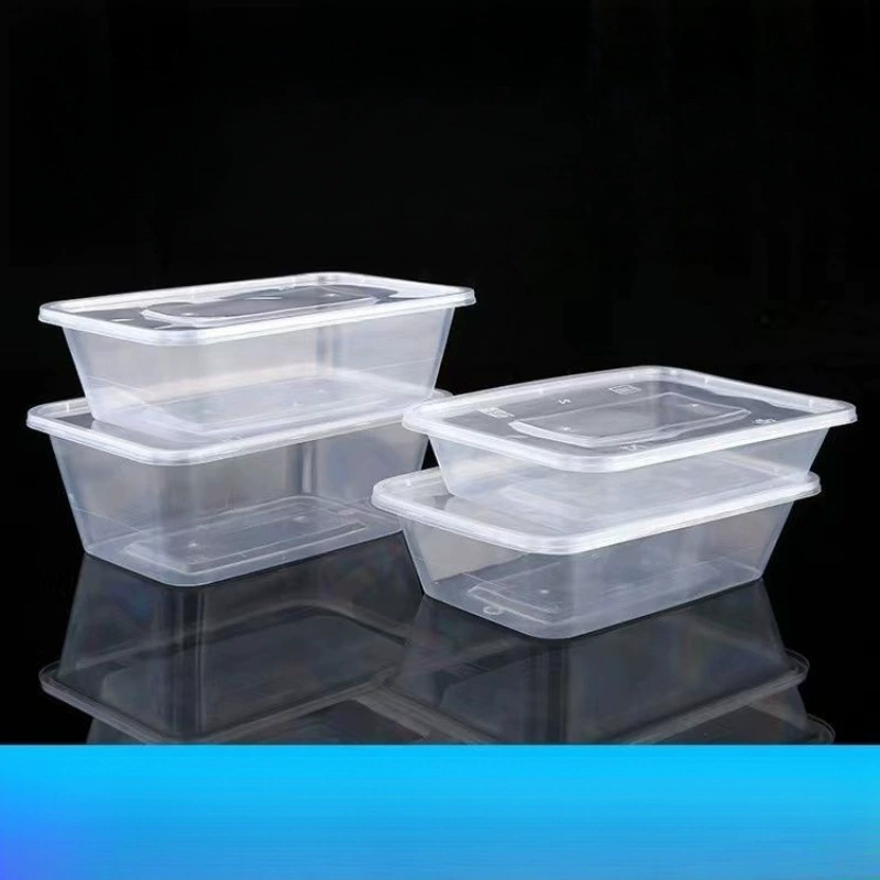 Ресторанный контейнер с крышкой 750 мл, пластиковая квадратная коробка для фастфуда, одноразовая упаковка для еды на вынос, утолщенная коробка для обеда
