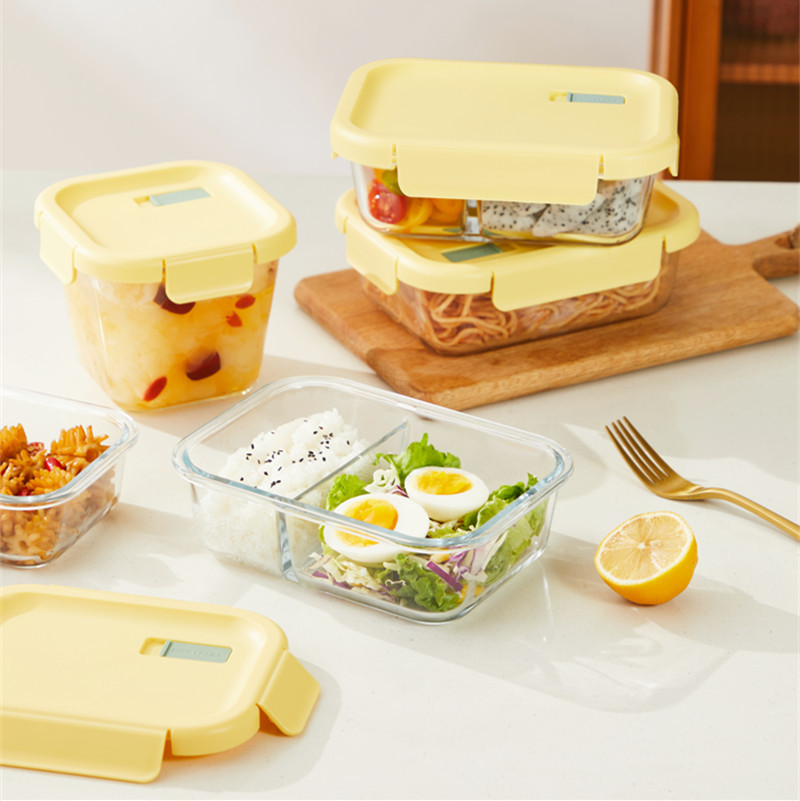 玻璃饭盒上班族微波炉加热分格便当盒专用碗大容量保鲜盒带饭餐盒