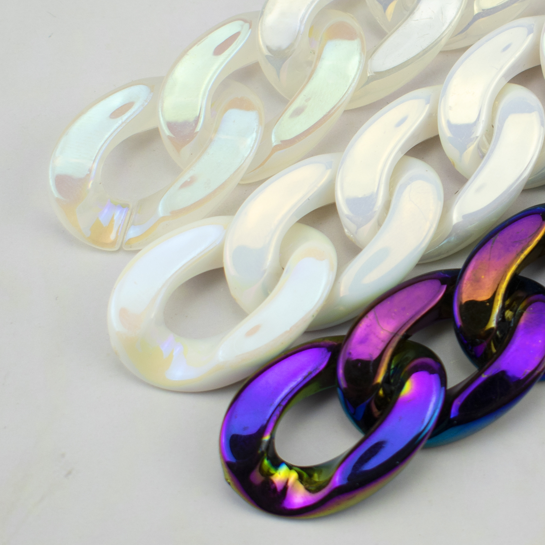 Accesorios de acrílico AB cadena hebilla anillo abierto DIY resina cadena Ropa Accesorios teléfono móvil al por mayor color