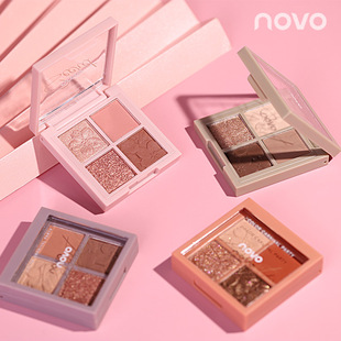 Makeup NOVO new four-color eye shadow female student party live online multi-color Pearl earth color eye shadow plate