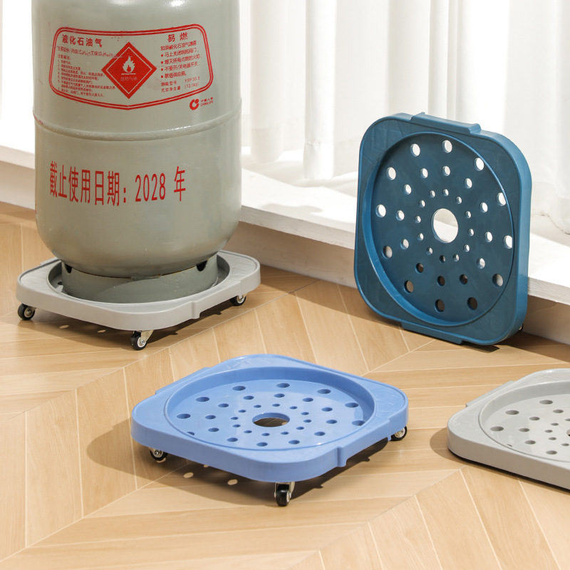 Gas cylinder mobile bracket with wheels universal universal wheel kitchen gas tank base flower pot tray bucket bracket