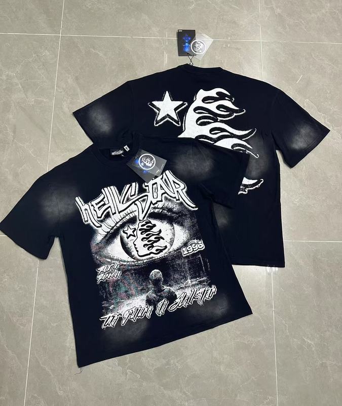 クロスボーダー Hellstar Tシャツ 2025年夏 欧米トレンドブランド レタープリント ゆったり半袖Tシャツ 男女兼用|undefined