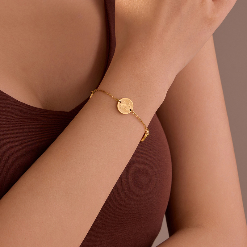 Cross-border stainless steel Arabic round card support lettering titanium steel men's and women's same style does not fade all-match bracelet