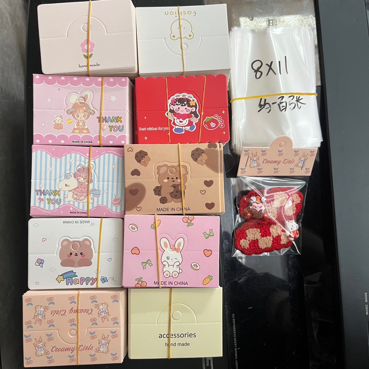 中号8MM对折带挂头包装卡头8*6cm饰品卡片diy配件吊牌卡纸袋子