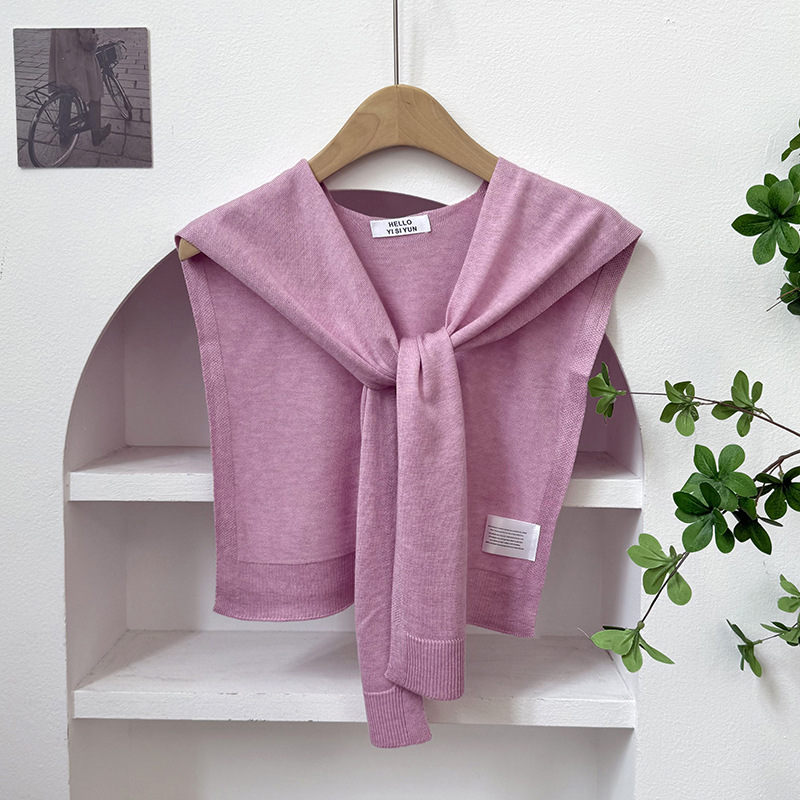 Challas de punto para mujeres primavera y verano coreano nuevo exterior de color sólido pequeño challas de aire acondicionado sala challas cuello falso hombro