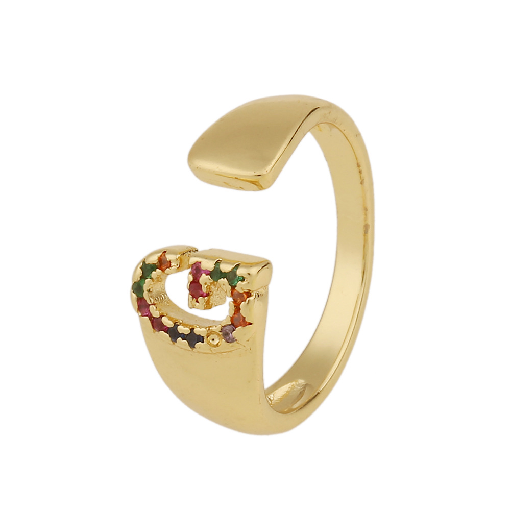 Fashion New Style Copper Micro-inlaid Zircon 26 English Letter Ring display picture 2