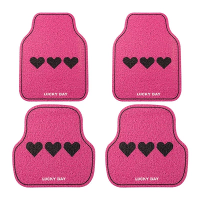 car floor mats, Universal Foot Pad - rose-red-heart-shaped-silk-loop-floor-mat-4-piece-set