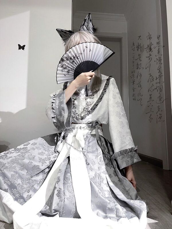 新款中华Lolita亚文化中性无性别cos穿搭暗黑系赛博朋克全套拍照|undefined