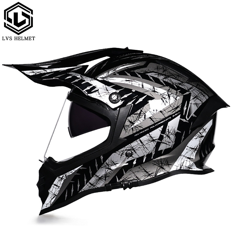 Nuevo off-road tire casco de doble lente carretera tire casco completo motocicleta Larga Distancia unisex Four Seasons universal LVS