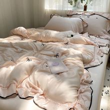 夏季公主风天丝床单四件套宿舍水洗真丝被套ins三件套床笠床品厂