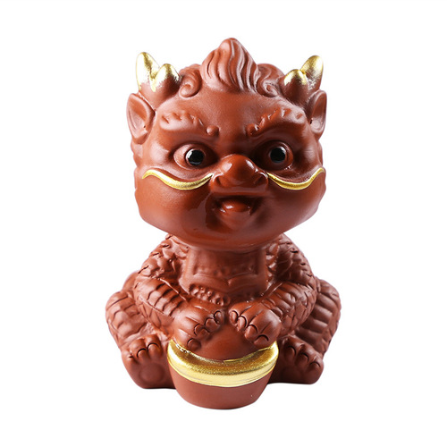 Zisha Tea Pet Dragon Figurine Creative Twelve Zodiac Dragon Year, Can Raise Tea to Play, Attracting Wealth Tea Pet, Tea Table Decoration Accessory