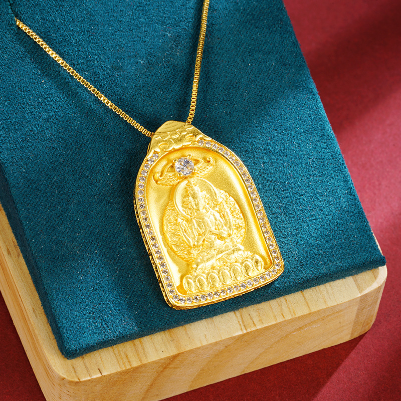 Sand Gold Bodhisattva Fu Colgante con accesorios chinos de mujer micro incrustados auspiciosos como accesorios de joyería Yiwu