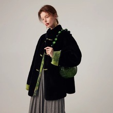2025新中式女装风羊羔毛皮草春秋新款仿水貂毛毛外套