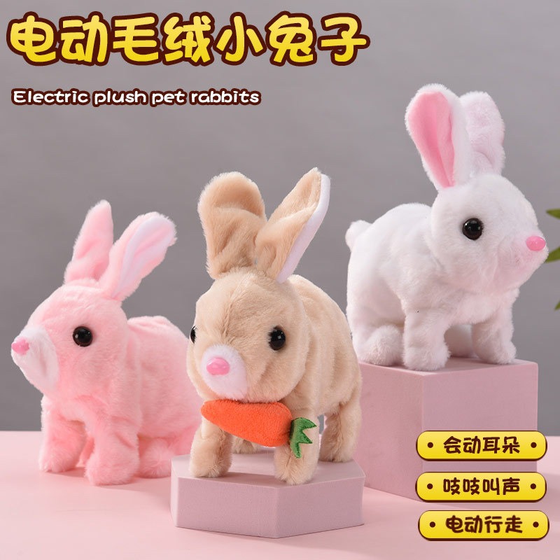 Electric Plush Bunny That Can Walk, Call, and Move Ears, Simulated White Rabbit Pet Toy, Rabbit Doll Toy