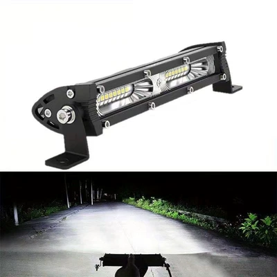 Direct from the manufacturer: LED ultra-thin single-row strip light, truck spotlight 12V 24V, for off-road vehicle roof, front bumper, and grille modification (İşçi projektorları) - 8inch-white-light
