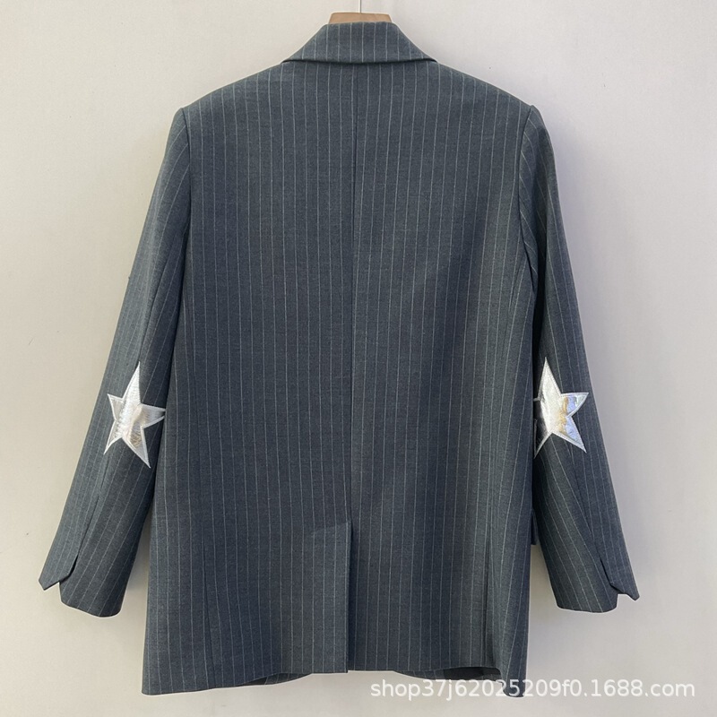 European and American Cross-Border Z Family 2025 Autum Suit Collar Classic Stripesd Casual Suit Jacket for Women European and American Cross-Border Z Family 2025 Autum Suit Collar Classic Stripesd Casual Suit Jacket for Women