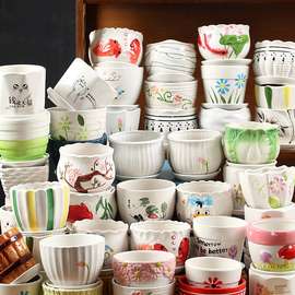 多肉花盆陶瓷带托盘特价清仓大号大口径多肉植物鲜花盆亏本陶土