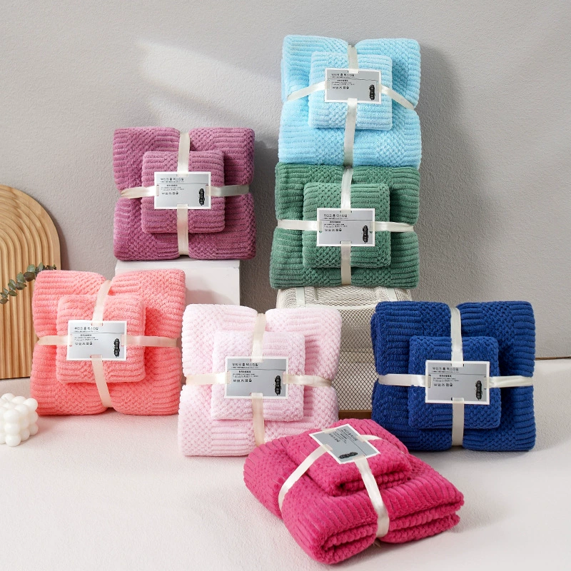 Bath towel, coral velvet set, Birthday gift, increased thickness, water absorbent, wholesale