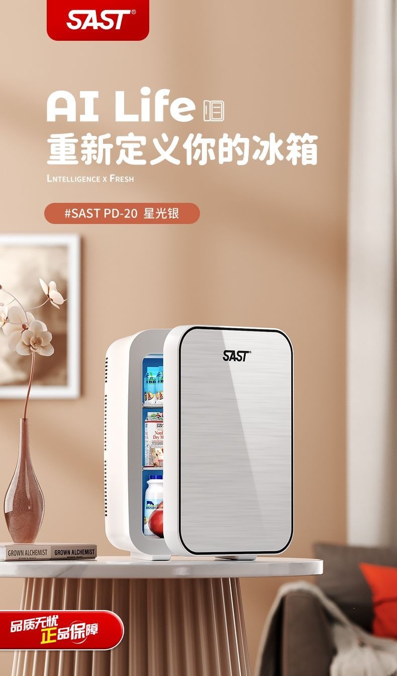 SAST mini refrigerator for cooling small cosmetics, suitable for single-person dormitory, home use, refrigeration and preservation appliance, car-mounted cooling and heating box