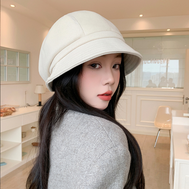 百搭英伦风云朵贝雷帽秋冬季时尚休闲防风保暖帽日系显脸小帽子女|undefined