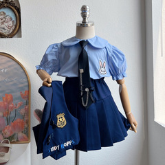 童裝女童學院風連衣裙朱迪警官兒童上衣夏季公主半身裙jk制服套裝