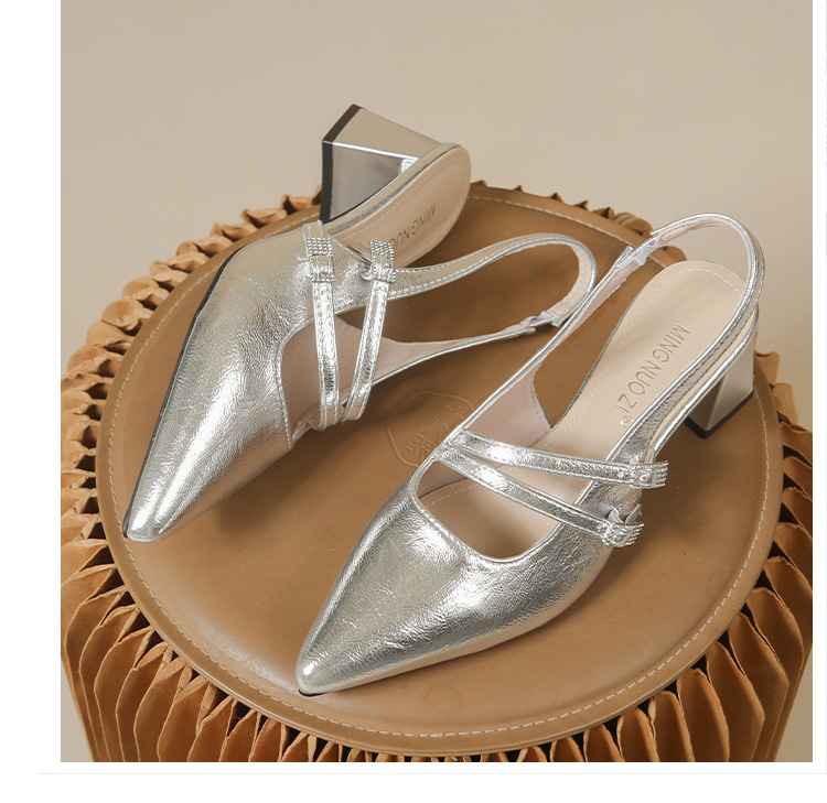Baotou sandalias para mujeres 2026 nuevo verano zapatos de tacón medio grueso con falda de hadas estilo zapatos de tacón alto