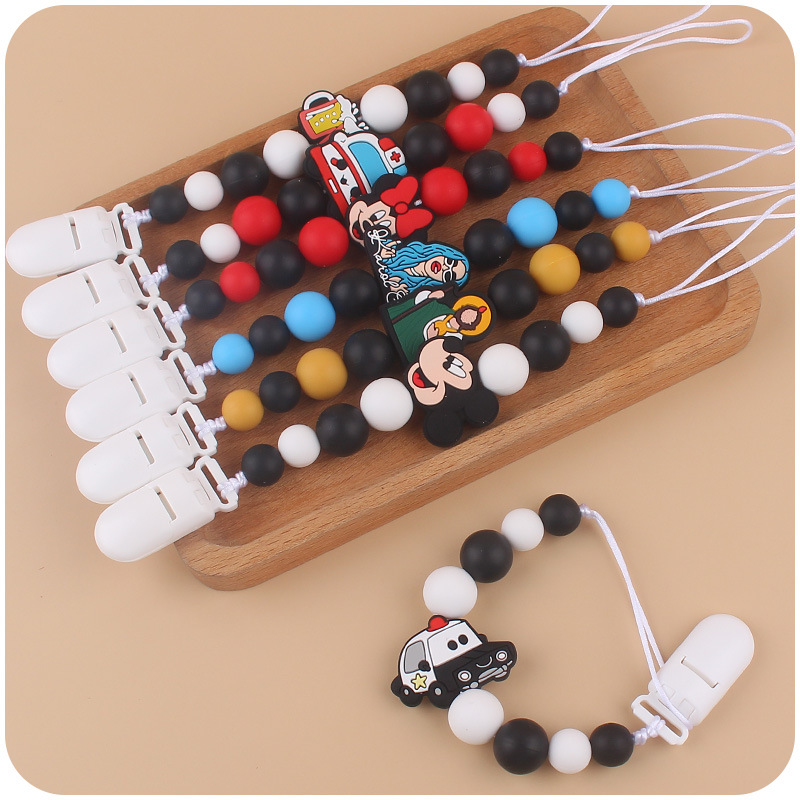 Nuevo bebé de dibujos animados animal pequeño mordedor creativo DIY lindo silicona mordedura molar Cadena de pezón cadena anti-caída