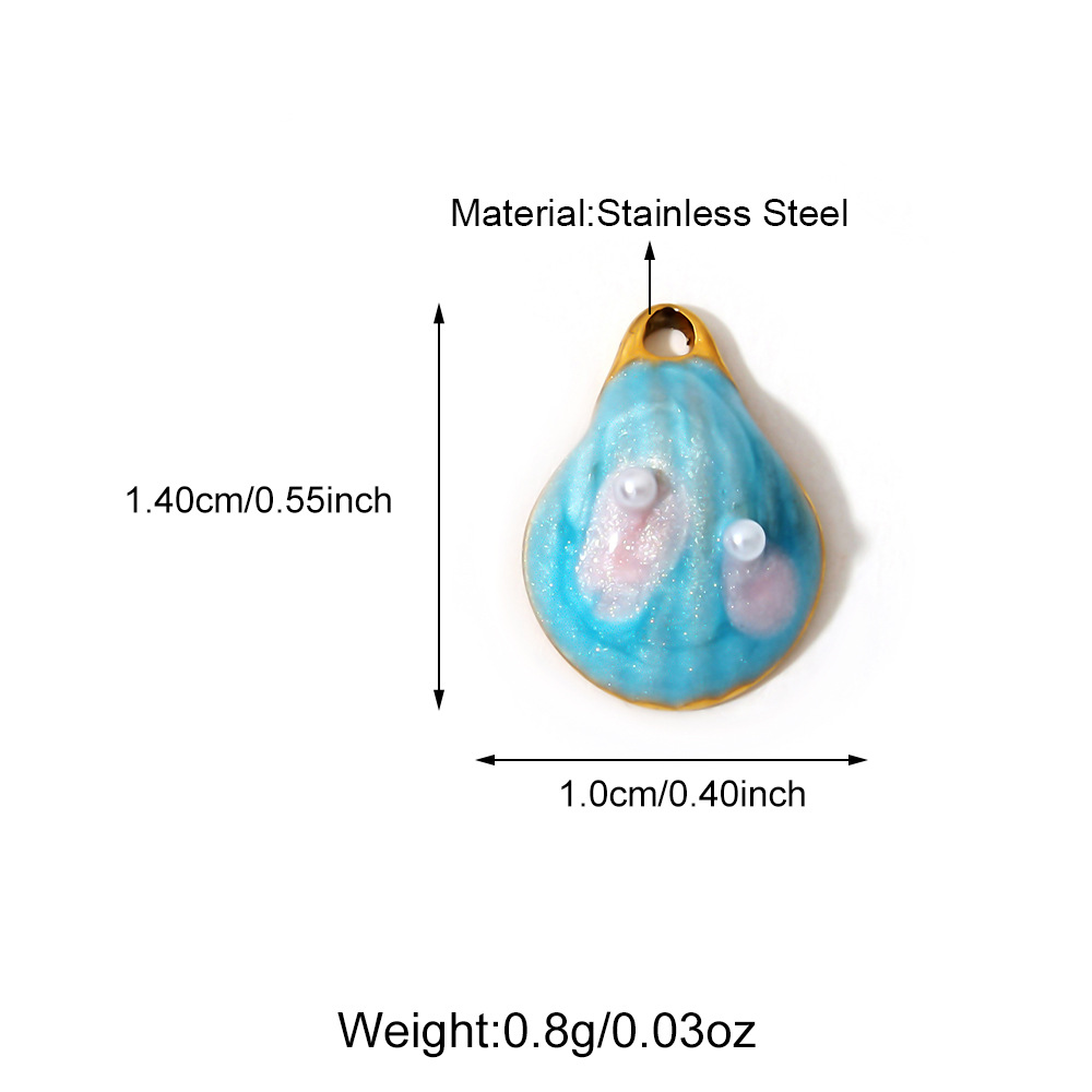 4g Weight Pendant Jewelry Making Type Charms Classification 1 Piece Quantity 304 Stainless Steel Material Shell Pattern All Seasons Season Polished Finish Plating Design Beach Style 1 Piece 304 Stainless Steel Shell Polished Pendant Charms 13