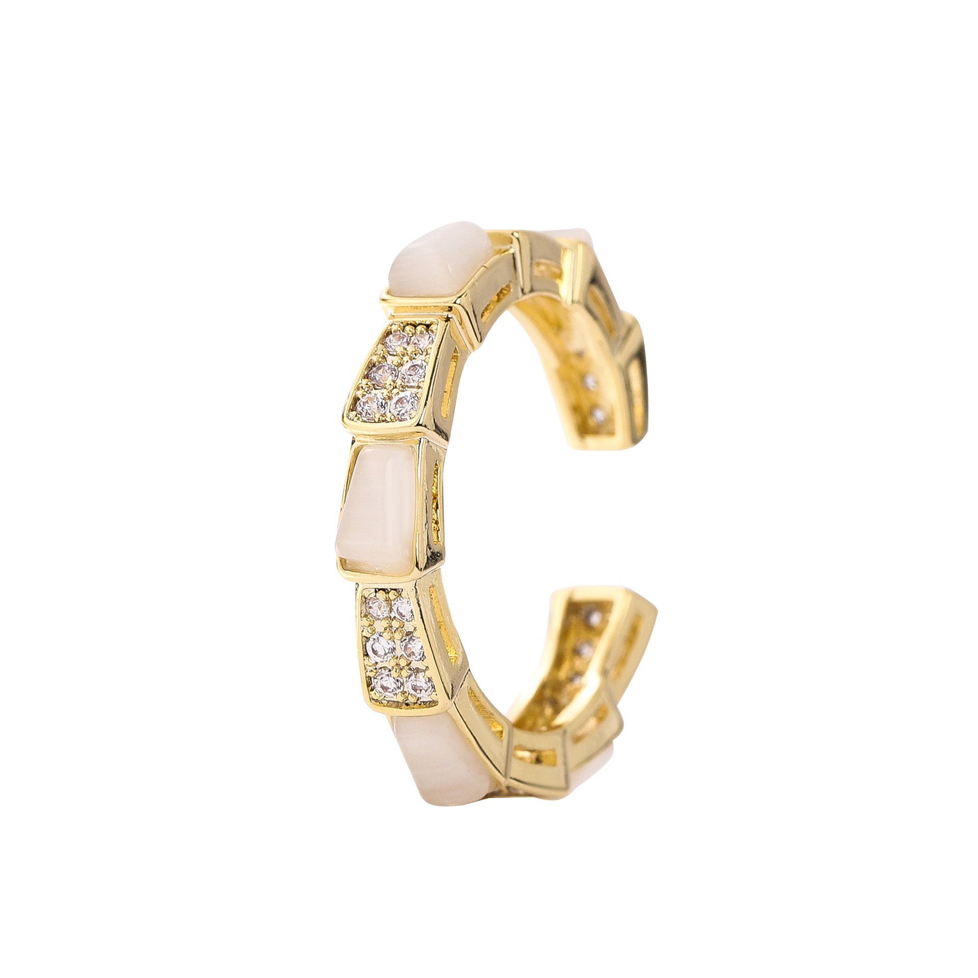 Fashion Geometric Copper Plating Inlay Zircon Open Ring 1 Piece