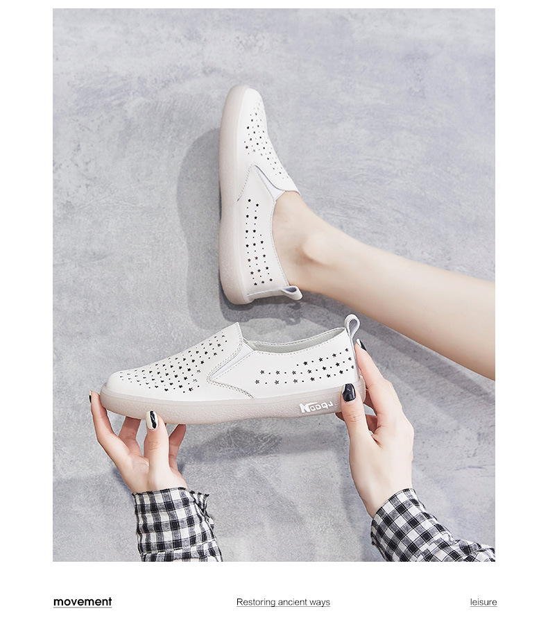 Giày sneaker nữ lưới thoáng khí đế bệt dáng thể thao — Màu be A68 chi tiết 22