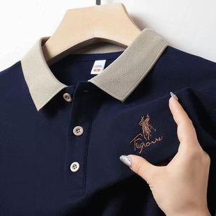 Wholesale POLO Shirt Embroidered Men's Short-sleeved Top Summer Large Size Loose Middle-aged Dad Wear Business Cross-border Trendy Brand