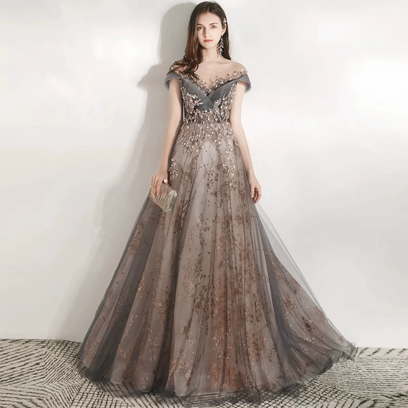 Evening dress, elite nail sequins, new collection, bright catchy style, light luxury style