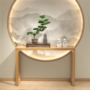 New Chinese-Style Foyer Table, Wall-Mounted Long Bench, Solid Wood Altar Table, Offering Table, Bench, Zen-Style Display Table