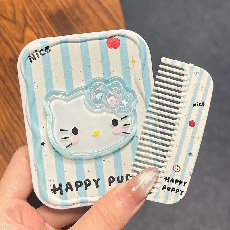 Привет Китти, Hello Kitty, милое портативное складное зеркало для студентов, 2 в 1
