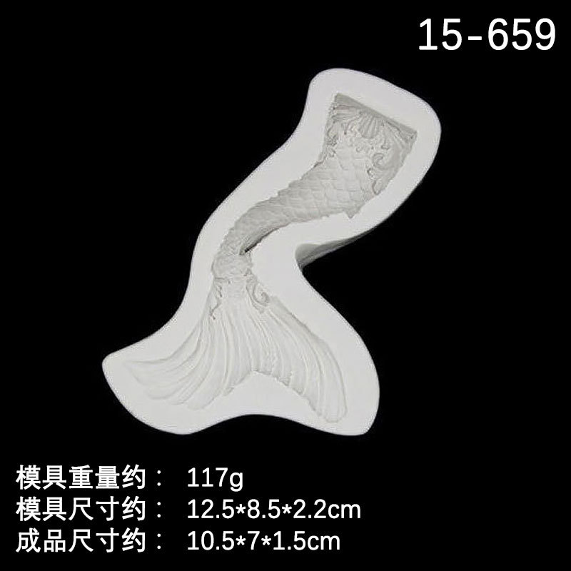 3D sirena cola océano serie DIY fondant pescado cola chocolate pastel epoxi colgante molde