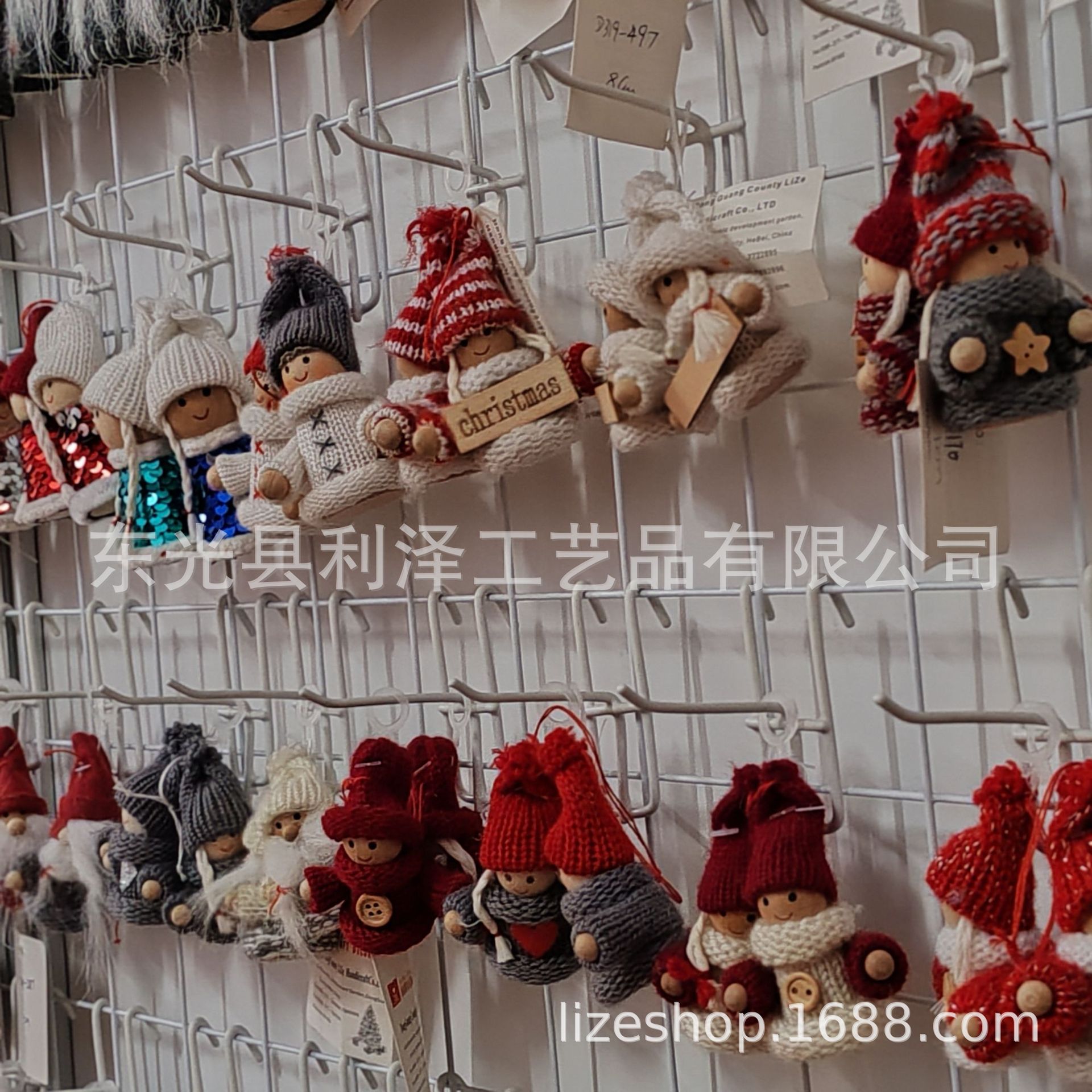 圣诞情侣小人挂件 红色圣诞公仔羊毛毡球小人圣诞挂件