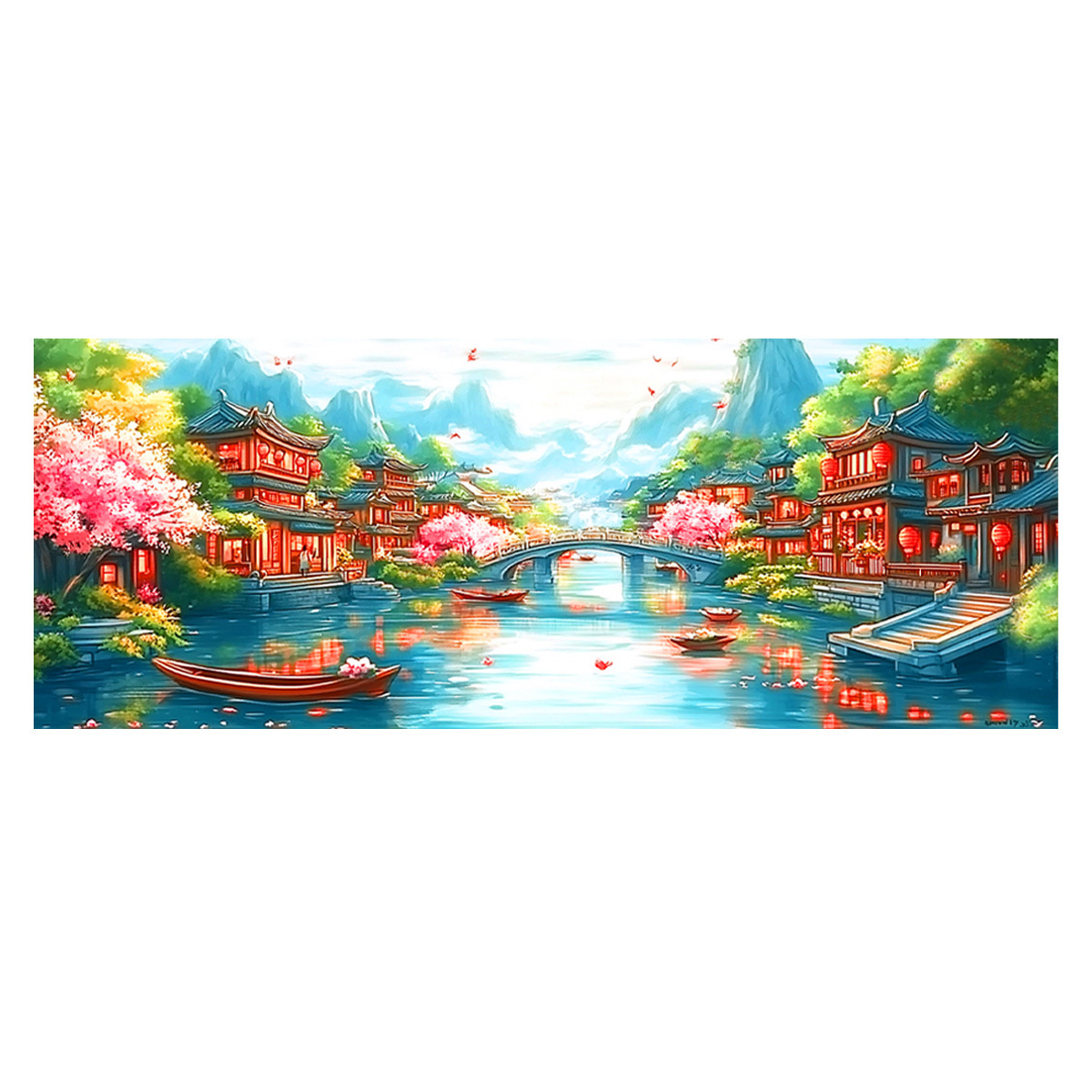 [Algodón importado] Mona Lisa Real bordado cruzado <unk> Guyun nuevo paisaje chino gran bordado a mano image 5