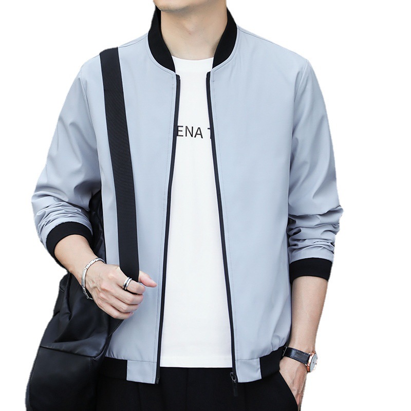 Chaqueta de traje de vuelo de la Fuerza Aérea No. 1 transfronteriza Chaqueta de hombre de cuello de soporte urbano Chaqueta de cuello de béisbol delgada Fábrica al por mayor