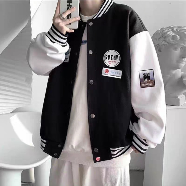 Baseball Jacket Men's 2025 Spring and Autumn New Trendy Hong Kong Style Ins Fashion Printed Color-Blocking Stylish Jacket