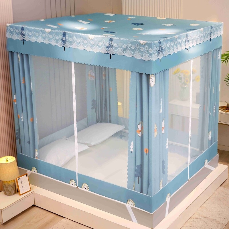 2024 nueva cama sentada, sombreado y a prueba de mosquitos, mosquitera integrada para el dormitorio doméstico, cama anti-caída, engrosamiento, hilo de tienda
