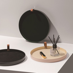 Nordic-style leather handle tray living room entryway cosmetic miscellaneous small object desktop storage tray storage tray